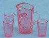 Crystal Pitcher W/4 Tumblers, Pink CB88P