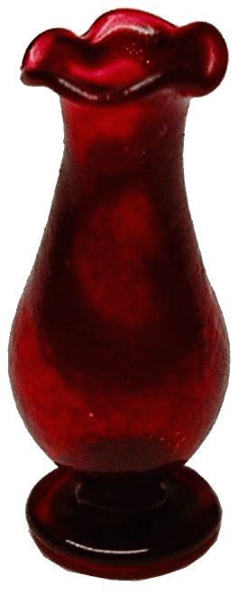 Red Glass Fluted Pedestal Vase hb023
