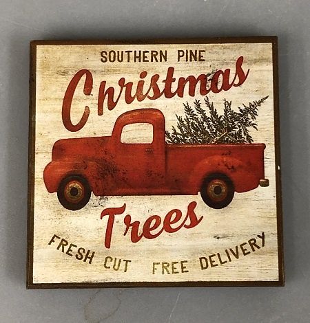 Red Truck with Tree Sign mc02564