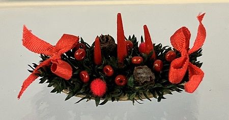 Red Three Candle Centerpiece ala080