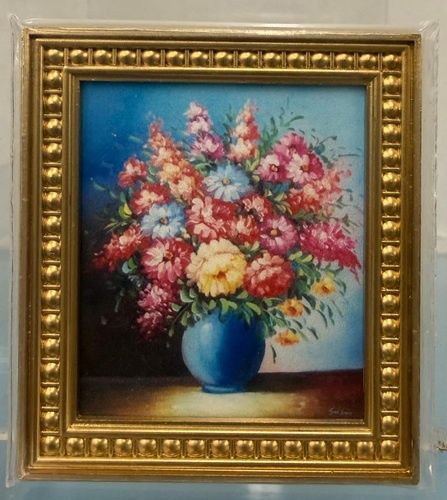 Pink Flowers in a Blue Room jac9147