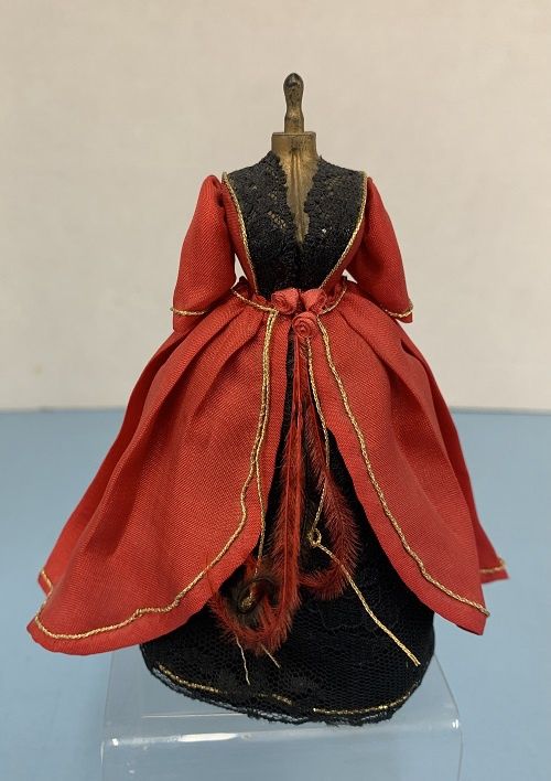 Red and Black Dress on Dress Form rd63009a