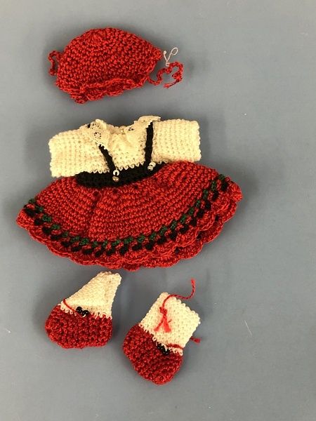 Red and White Crocheted Dress and Accessories MC04272