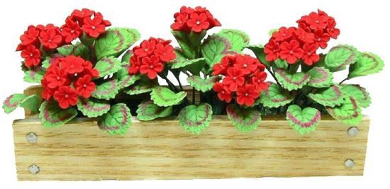 Red Geraniums in 3-1/2" Window Box bda417