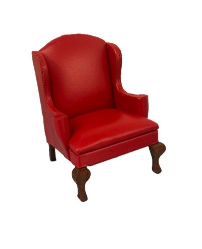 Red Leather Wingback Chair by Shackman in Orig Box