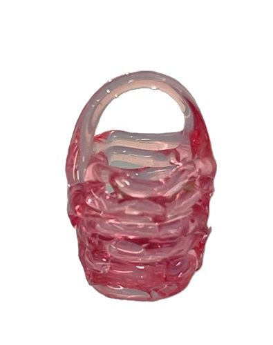 Pink Blown Glass Basket pinkbasket