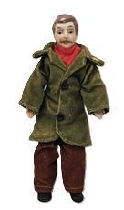 Porcelain Male Doll in Green Velvet Coat And Brown Pants and9001