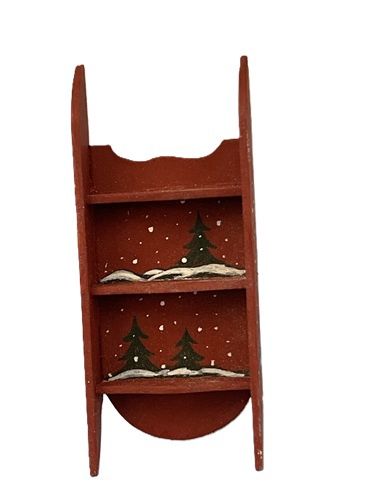 Red Sleigh Shelf for Christmas with Handpainted Scene mc304x