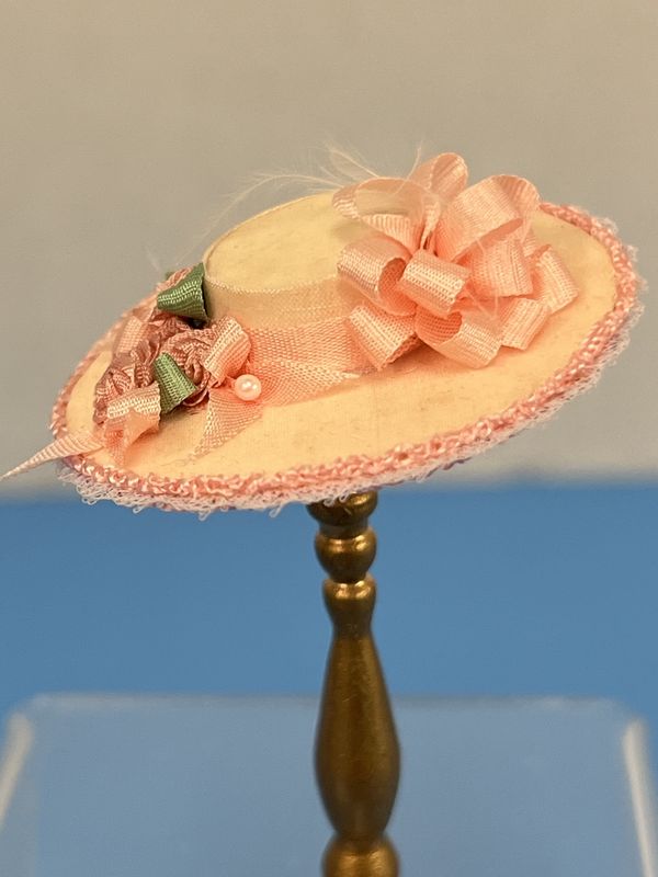 Pink Silk Hat with Pink Bow and Flowers JG004