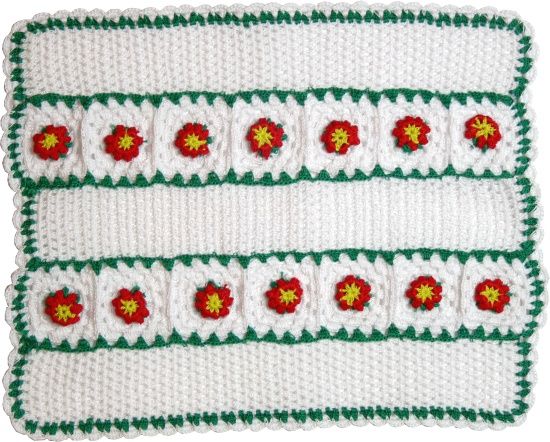 Poinsettia Hand Crocheted Afghan 3D BDD099