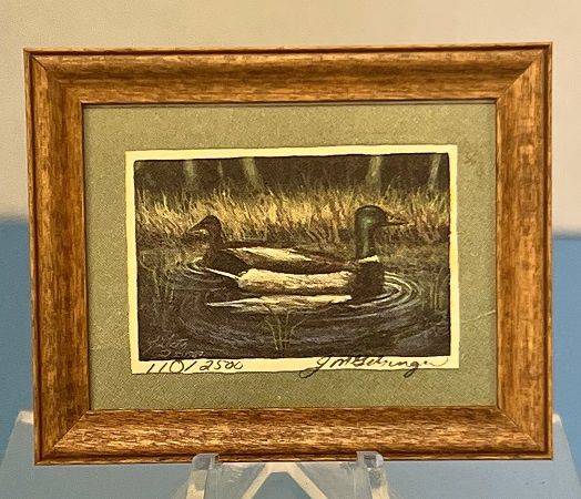 Print of Ducks in Wooden Frame ala748
