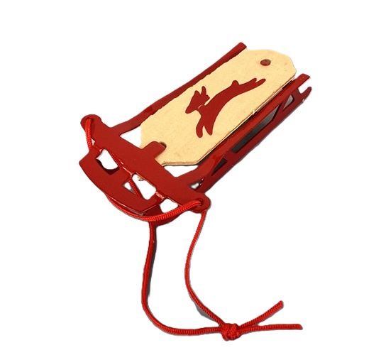 Red Sleigh with Reindeer motif on the wood Mc308x