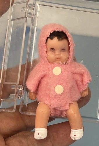 Pink hooded baby girl doll by Shackman-vintage mc031626