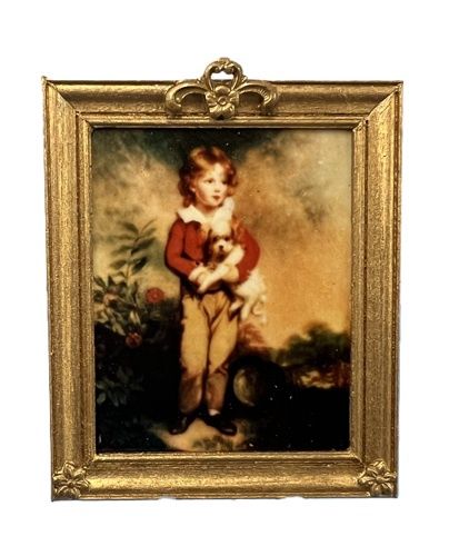 Portrait of Lad Holding a Small Dog 930074a