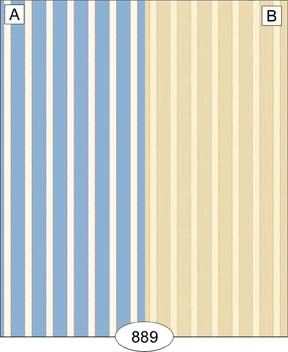 Rose Floral Stripe - Blue &amp; Beige WAL0889