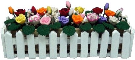 Roses in White Picket Planter bdaf428