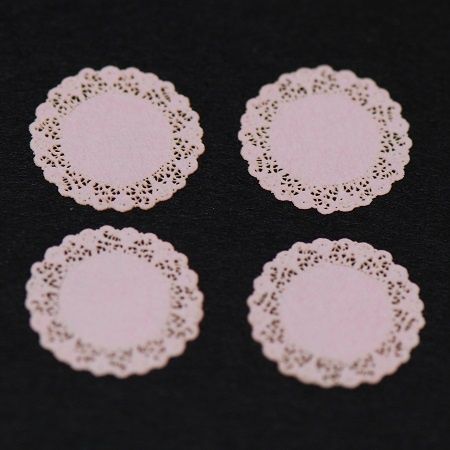 Set of 4 Small Pink Lace Doilies #18 SD18pink