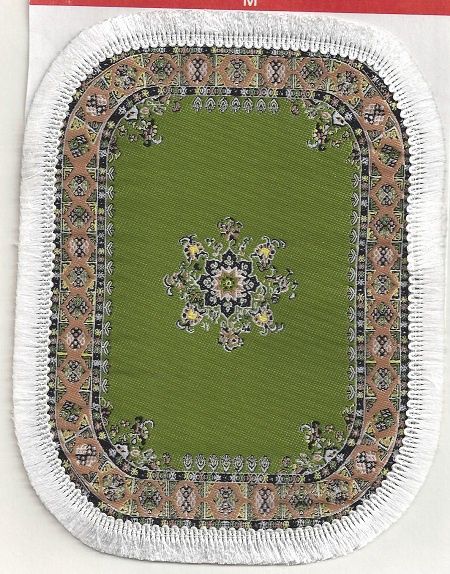 Rounded woven carpet 7 1/2" x 5 1/2" with fringe sam14