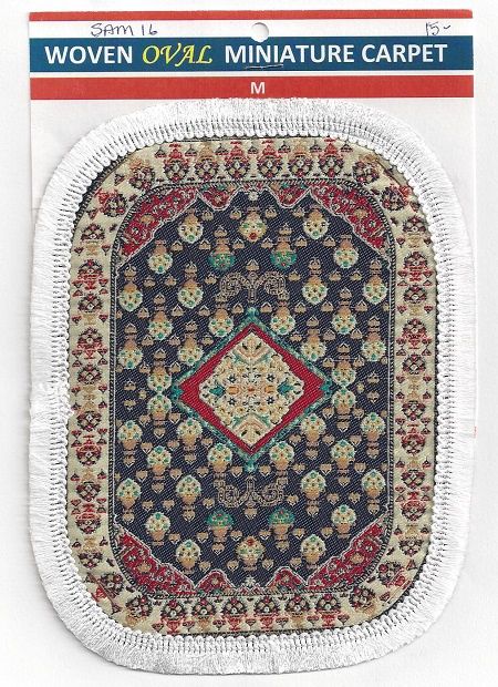 Rounded woven carpet 7 1/2" x 5 1/2" with fringe sam16