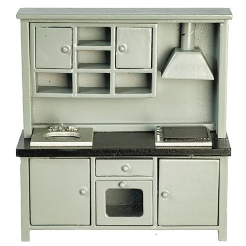 AZT2603 Sink/Stove/Cabinet, Gray/Black