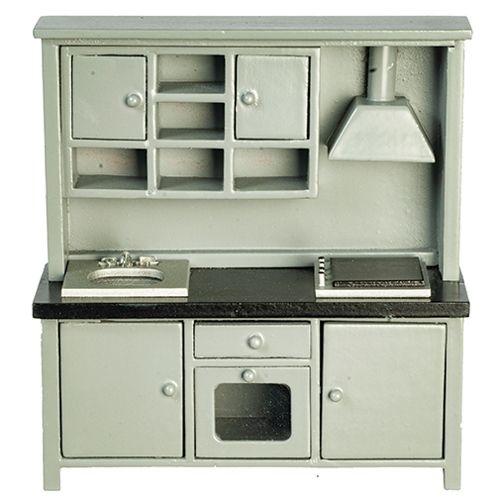 AZT2603 Sink/Stove/Cabinet, Gray/Black