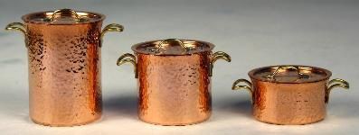 Set of 3 Hammered Copper Pots 509C