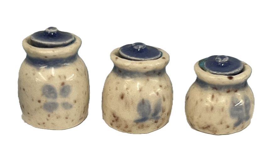 Set of Three Thrown Glazed Canisters mc1915x