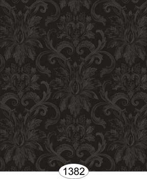 Silk Damask - Grey on Black WAL1382