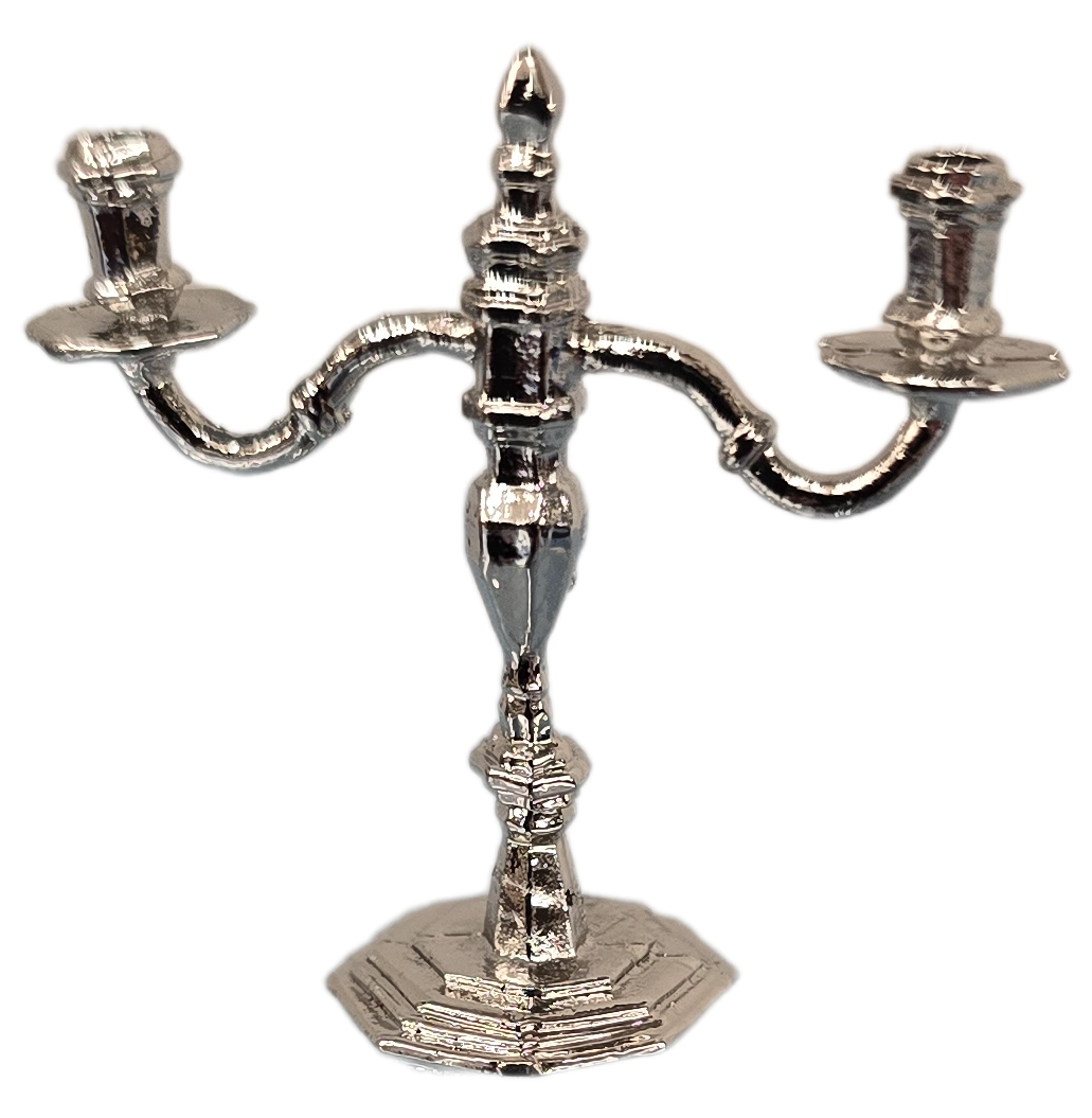 Silver Tone 2-Arm Candelabra a3294
