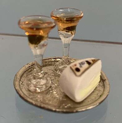 Silver Tray with 2 Cosmopolitans and Cheese Wedge mc209x