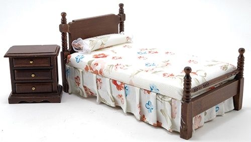 Single Bed &amp; Night Stand, Walnut CLA91654