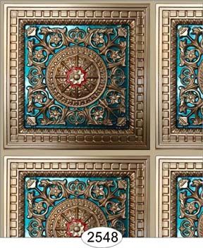 Rosette Panel Paper Gold Aqua Blue Red wal2548