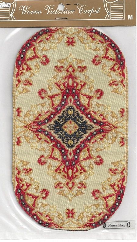 Rounded woven carpet 7 1/2" x 5 1/2" without fringe mc05763