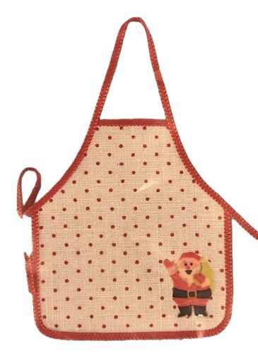 Santa Apron in Red Polka Dots on White with Red Trim cp982