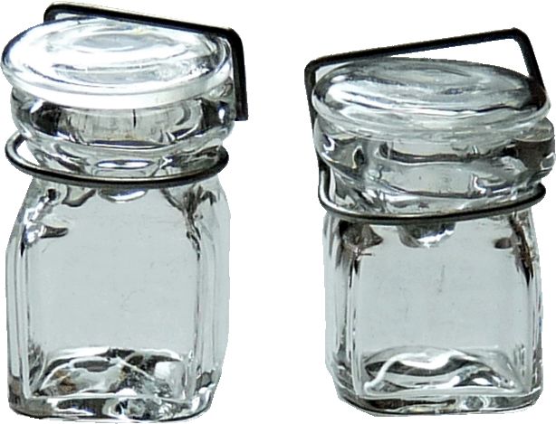 Set of 2 small square canning jars hb128