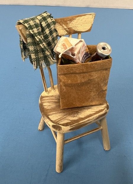 Shabby Chic Chair with Bag of Trash and Dishtowel ala874