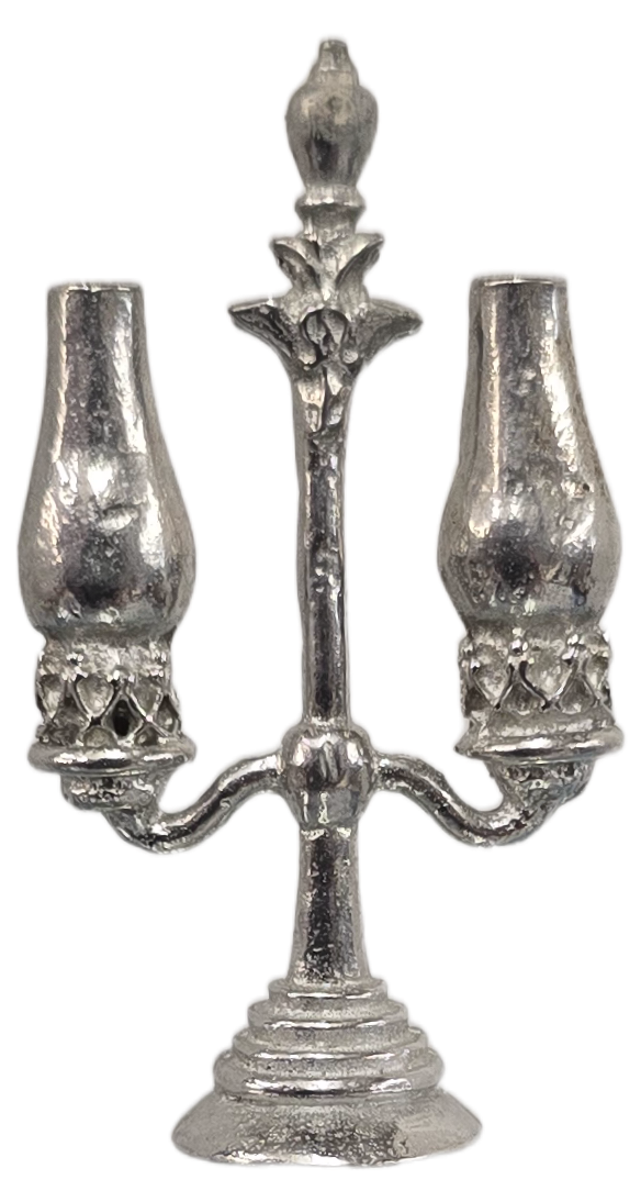 Silver Metal Double Oil Lamp v0150