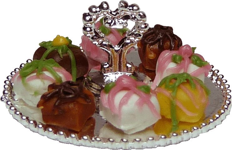Silver Tray W/Petit Fours k2639