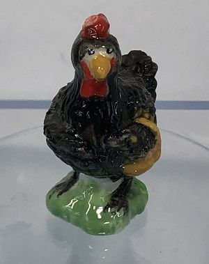 Rooster Figurine in Glazed China One poule