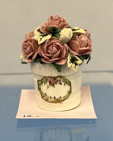 Shabby Chic Bucket of Pink and White Roses ala685