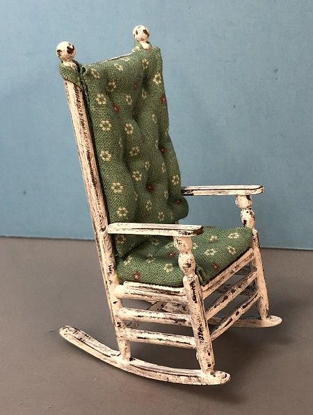 Shabby Rocker with Green Cushions stu63310