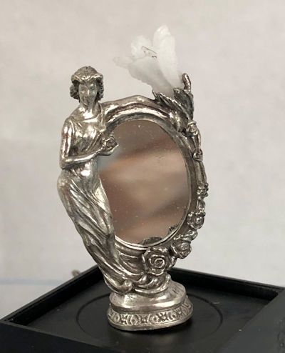 Silver Mirror with Lady Figure and Light jpoundersilver