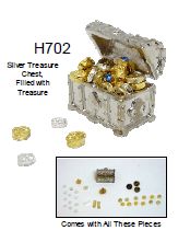 Silver Treasure Chest, Filled with Treasure BDH702