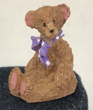 Sitting Brown Bear with Purple Polka Dot Bow jkol006a