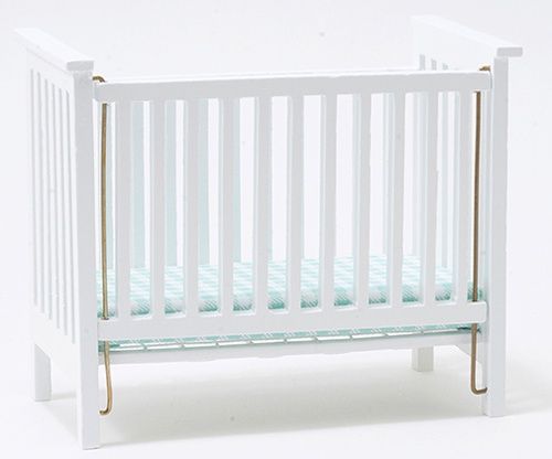 Slatted Nursery Crib - Blue Fabric Cla10613