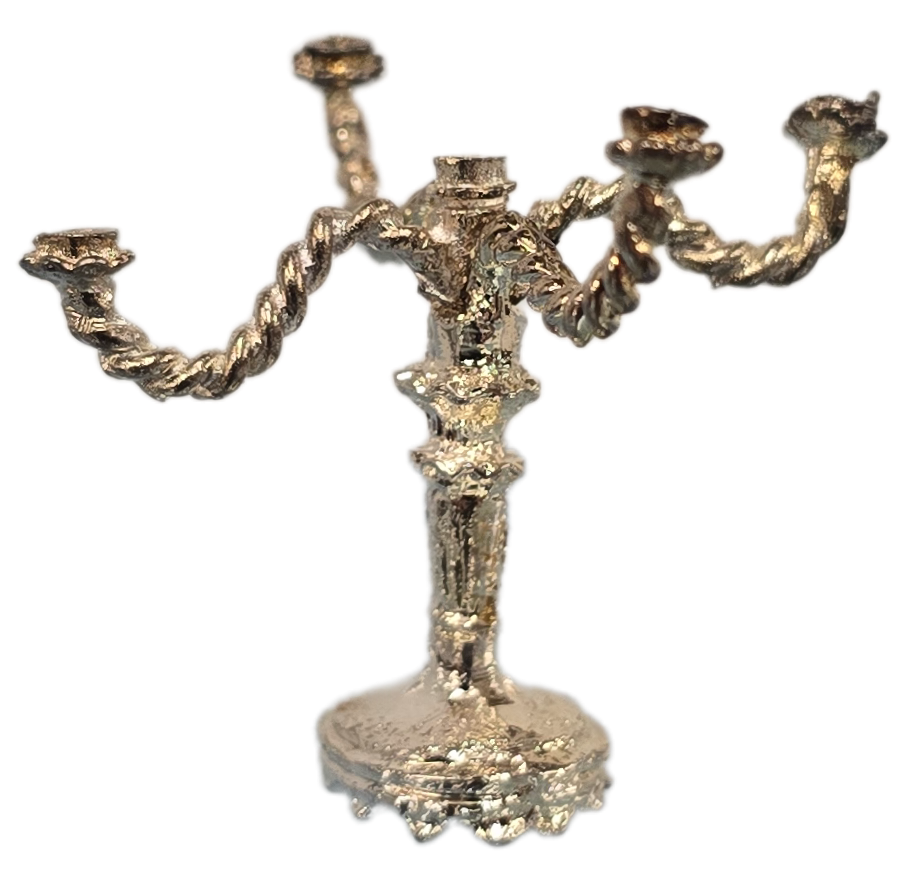 Silver Tone 4-Arm Rope Candelabra lv23144c