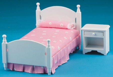 Single Bed &amp; Night Stand, White CLA91607