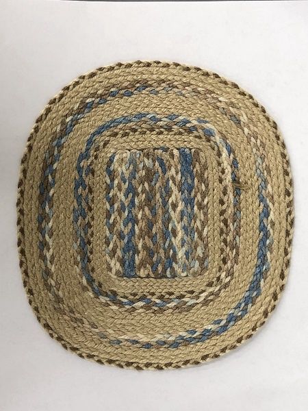 Slightly Oval Rug in Taupe, Tan and Blue mc03452