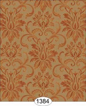 Silk Damask - Orange on Beige WAL1384