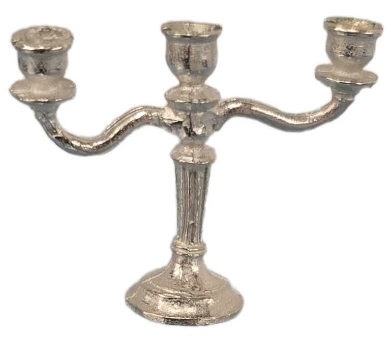 Silver Tone 2-Arm 3-Candle Candelabra mc031137